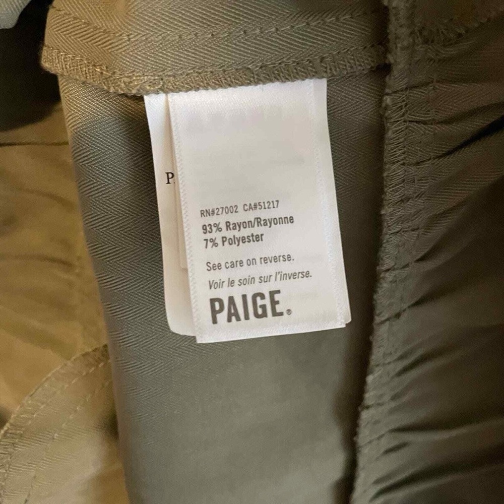 PAIGE Olive Green Ruffle Hem Earthy collared Dress Utility Minimalist Large - Picture 7 of 10